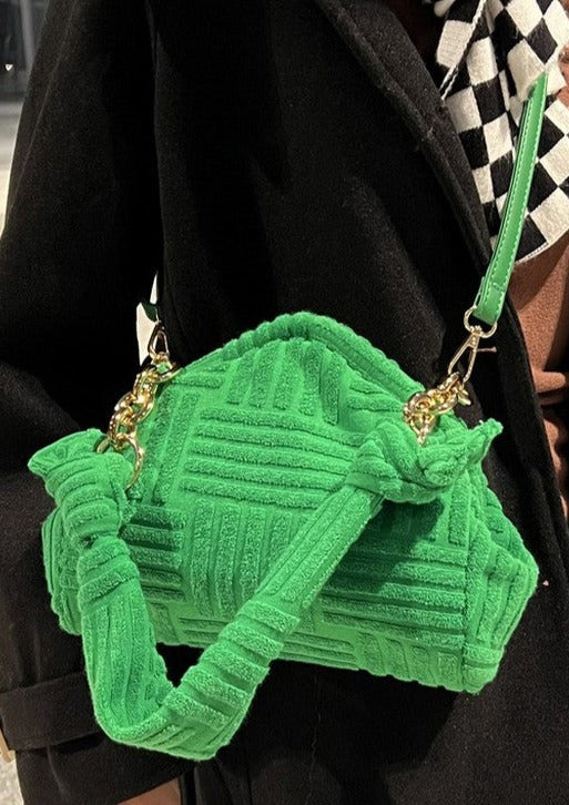1920 Knit Beaded Purse Emerald Green Swag Handbag