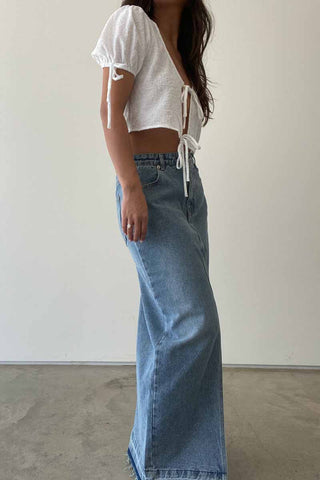 Wrenley Denim Maxi Skirt