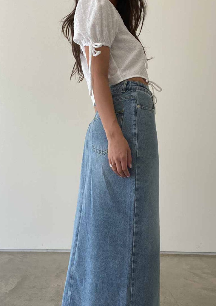 Vintage Denim Skirt Size 12 Petite Lee Button Front Midi Modest Summer |  eBay