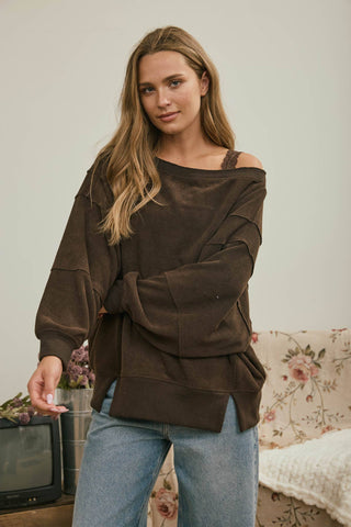 The Remi Boat Neck Slouchy Knit Top