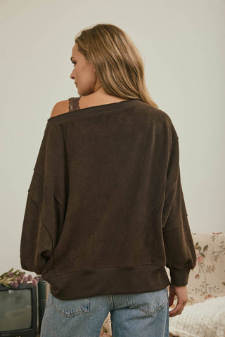 The Remi Boat Neck Slouchy Knit Top