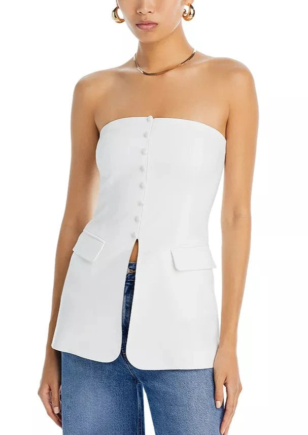 strapless button up tube top, strapless, strapless top, button up top, button up corset, button up corset tube top, white corset top,