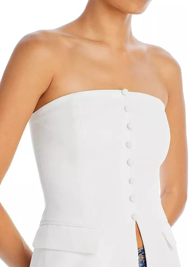 strapless button up tube top, strapless, strapless top, button up top, button up corset, button up corset tube top, white corset top,