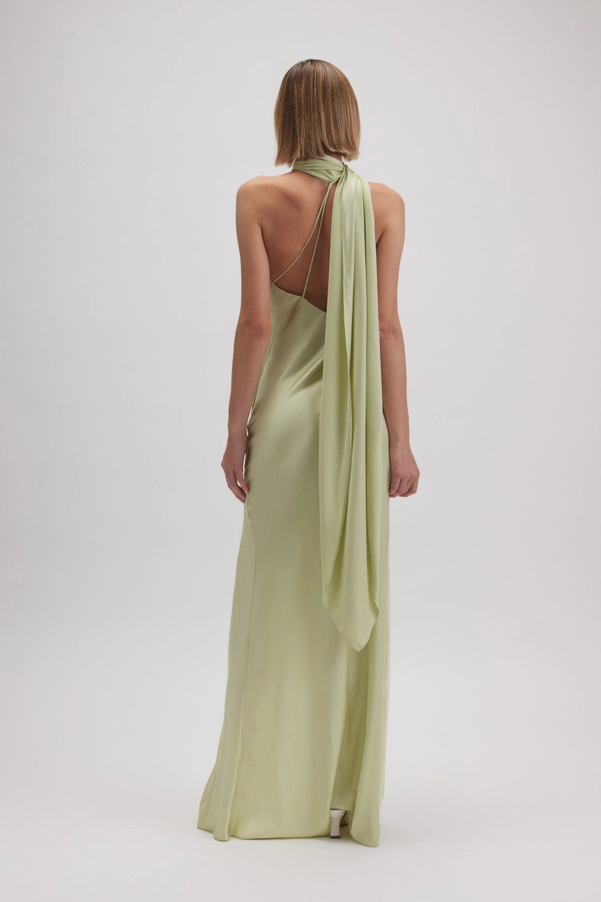 Elowen Asymmetric Halter Drape Dress Rad & Co. Elowen Asymmetric Halter Drape Dress Rad & Co.