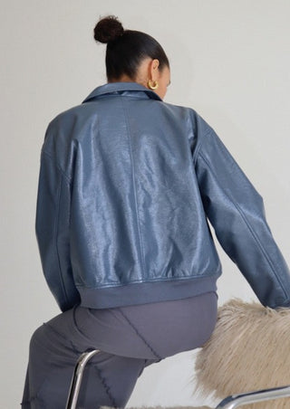 Metallic bomber jacket, bomber jacket, blue bomber jacket, fall jacket, winter jacket