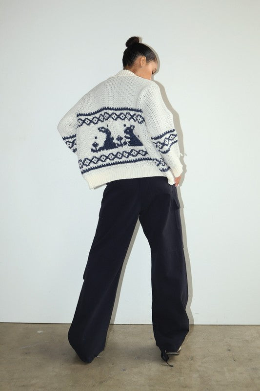 Margot Vintage Knit Sweater Zip-Up