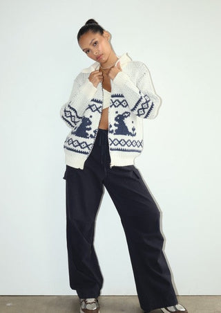 Vintage sweater, vintage zip-up, fall sweater, winter sweater, winter cardigan, chunky knit sweater