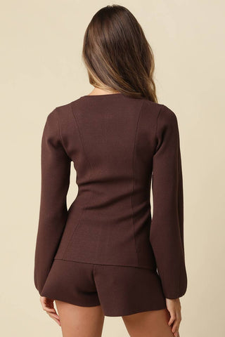 Blair Peplum Zip Front Knit Top