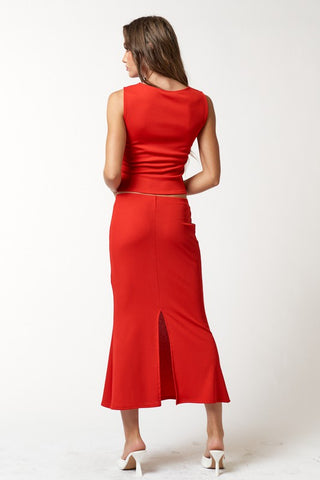 skirt and top set, matching set, red matching set, red skirt, red top, Valentine's Day outfit, red outfit, ootd, date night outfit