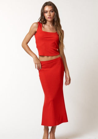 skirt and top set, matching set, red matching set, red skirt, red top, Valentine's Day outfit, red outfit, ootd, date night outfit