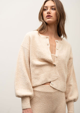 sweater set, button up cardigan, cotton cardigan, spring sets, spring outfit, sweater cardigan, oatmeal cardigan, oatmeal set