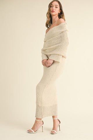 Malibu Off The Shoulder Sweater Maxi Dress