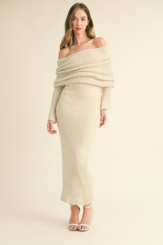 Malibu Off The Shoulder Sweater Maxi Dress Malibu Off The Shoulder Sweater Maxi Dress