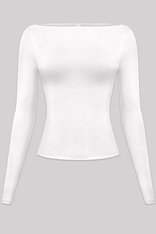 Sage Boat Neckline Long Sleeve Top
