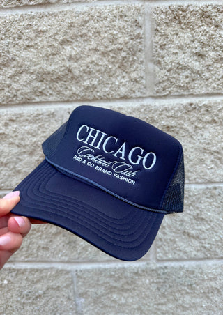 Chicago hat, Chicago Trucker Hat, Chicago cocktail club, trucker hat, currently trending fashion