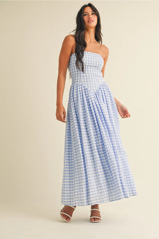 Wisteria Dropwaist Strapless Maxi Dress Rad & Co. Wisteria Dropwaist Strapless Maxi Dress Rad & Co.