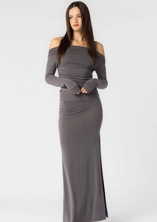 Two-piece set, two-piece skirt set, maxi skirt set, off the shoulder set, fall outfit, fall style, fall outfits, staple pieces, fall fashion