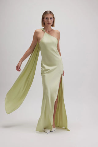 Elowen Asymmetric Halter Drape Dress Rad & Co. Elowen Asymmetric Halter Drape Dress Rad & Co.
