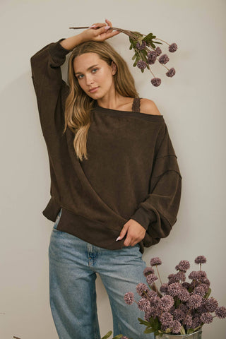 The Remi Boat Neck Slouchy Knit Top