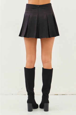 Bella Belted Buckle Moto Mini Pleated Skort