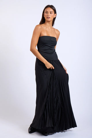 Sloane Asymmetric Accordion Tube Maxi Dress