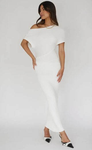 white off the shoulder dress, engagement dress, bachelorette dress, white dress, white sweater dress, bride, sweater dress