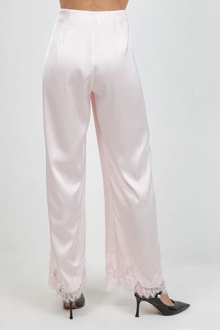 Vivienne Satin Pants with Lace Hemming