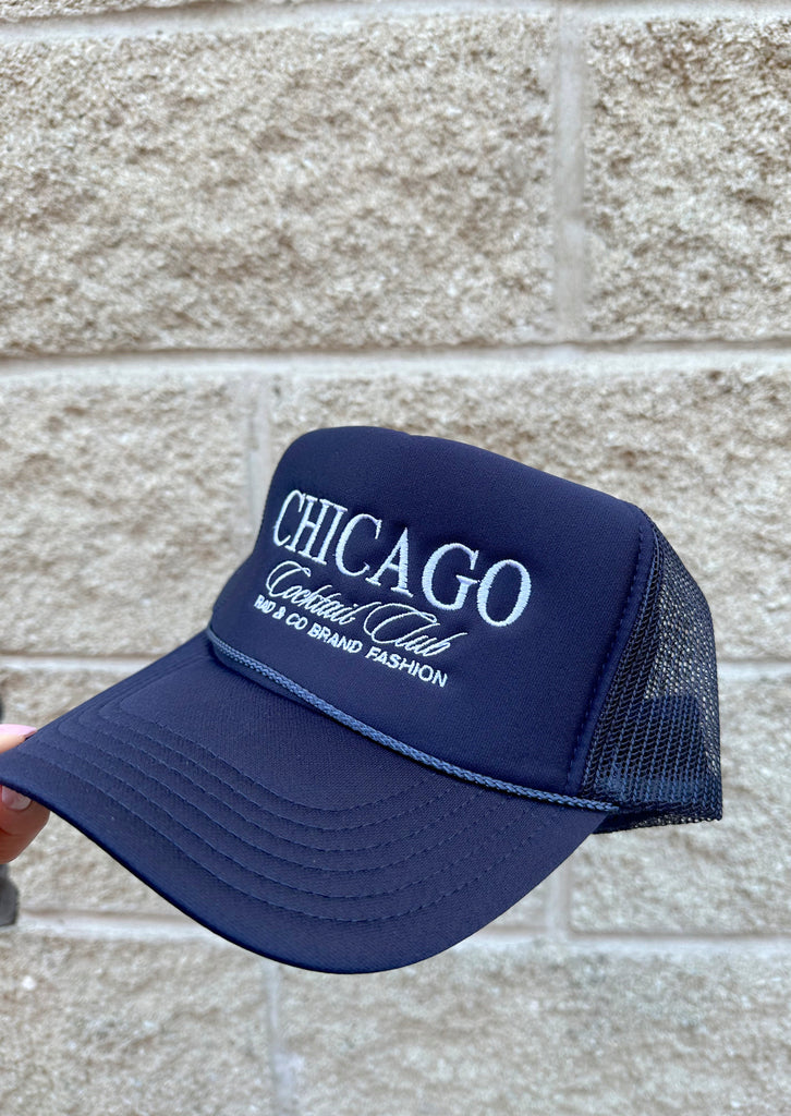 Chicago hat, Chicago Trucker Hat, Chicago cocktail club, trucker hat, currently trending fashion