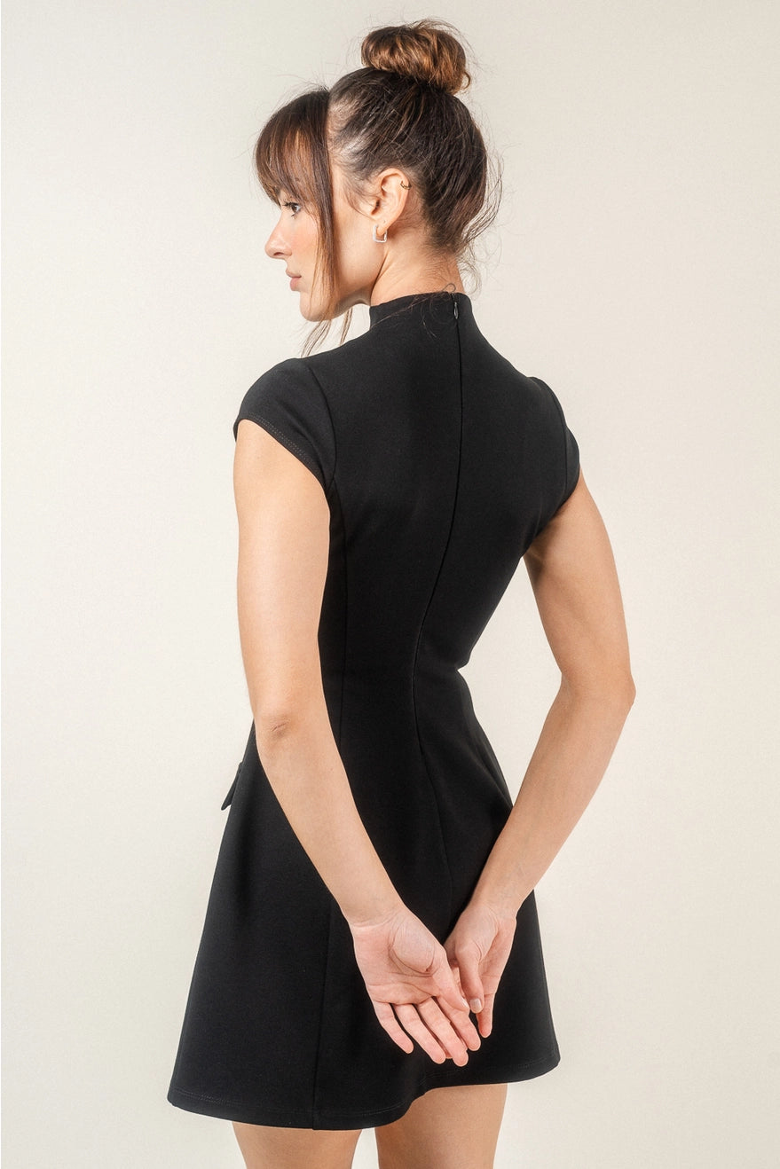 mock neck dress short sleeve Womens Mini Dress Mock Neck Short Sleeve A Line Dress Summer Casual Bodycon Party Club Short Dresses Black at Amazon Women's Clothing store
