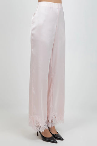 Vivienne Satin Pants with Lace Hemming