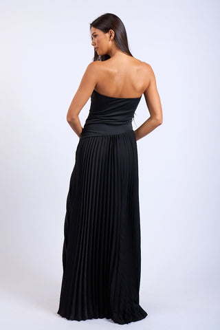 Sloane Asymmetric Accordion Tube Maxi Dress