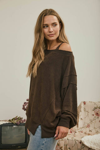 The Remi Boat Neck Slouchy Knit Top