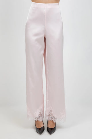 Vivienne Satin Pants with Lace Hemming