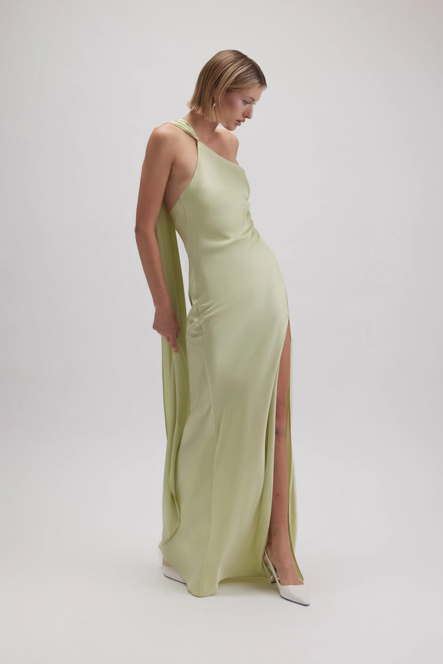 Elowen Asymmetric Halter Drape Dress Rad & Co. Elowen Asymmetric Halter Drape Dress Rad & Co.