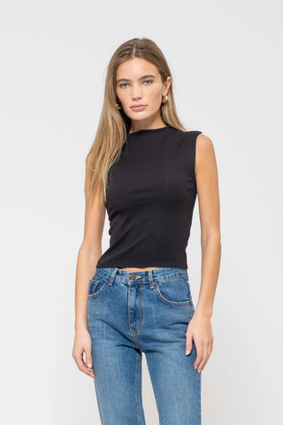 Ria Mock Neck Sleeveless Top