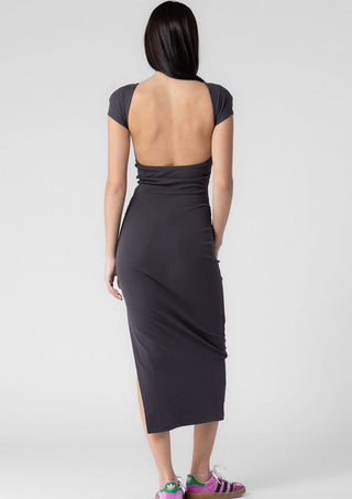 basic open back dress, open back midi dress, basic dress, open back dress