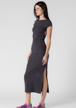 basic open back dress, open back midi dress, basic dress, open back dress
