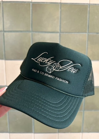 lucky you trucker hat, st paddy's trucker hat, green trucker hat, trucker hat