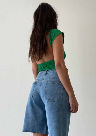 green open back top, green top, open back top, open back crop top, summer top