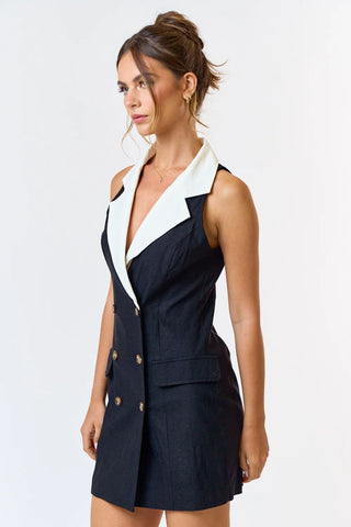 Leonora Contrast Sleeveless Blazer Dress
