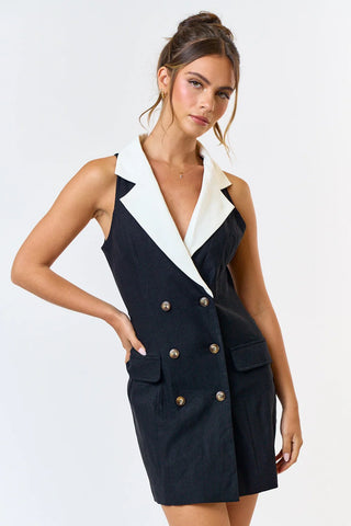 Leonora Contrast Sleeveless Blazer Dress