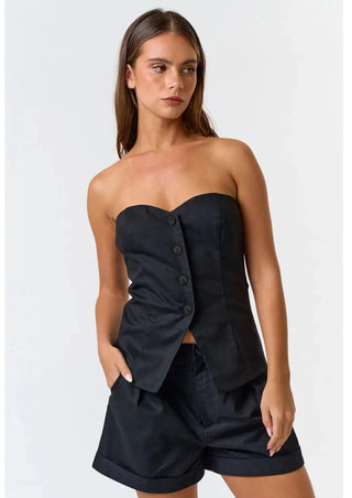 two piece linen set, linen shorts, linen tube top, linen button down top, linen outfit set, summer outfit