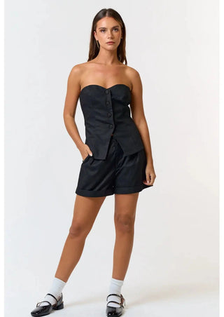 two piece linen set, linen shorts, linen tube top, linen button down top, linen outfit set, summer outfit