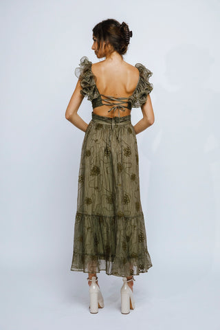 Serena Monochromatic Embroidered Maxi Dress