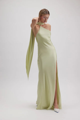 Elowen Asymmetric Halter Drape Dress