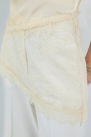 Elsie Asymmetrical One Shoulder Satin Lace Mix Top