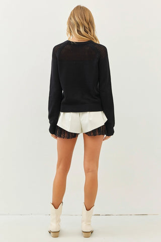 Leah Pleated Leather Lace Shorts
