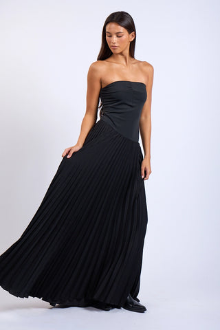 Sloane Asymmetric Accordion Tube Maxi Dress