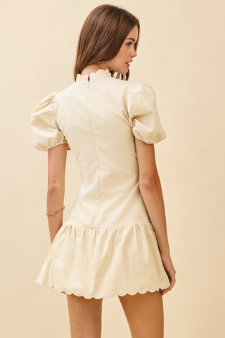 Serafina Scalloped Detail Fitted Dress