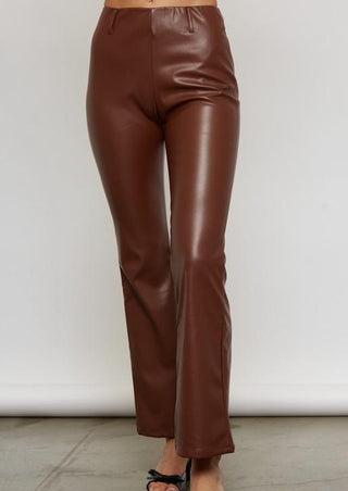 Brown Faux Leather Pants